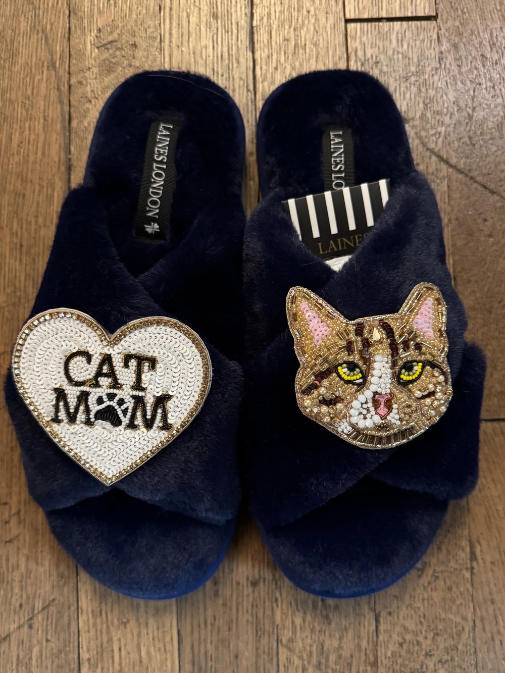 Laines London Cat Mom Mum slippers